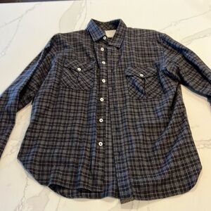 Billy Reid navy plaid, 100% cotton/flannel feel button down